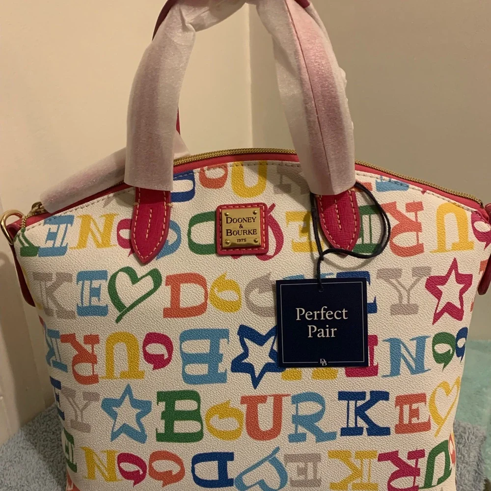 Dooney & Bourke Pink and White Satchel Bag - Picture 1 of 7